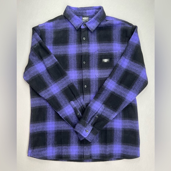 QUICKSILVER CORSUCAN BLUE MERCURY BUTTON UP COTTON FLANNEL SHIRT - Picture 1 of 7